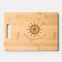 Wood Cutting Board - Helm with Ship Name