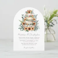 Sunflower Eucalyptus Cake Wedding Invitation