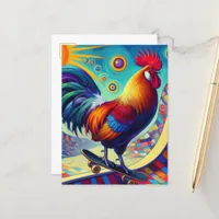 Skateboarding Rooster Postcard