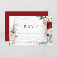 Wedding RSVP | Scarlet and Ivory  Peony Floral