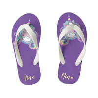 Cute Pretty Girly Unicorn Personalized Kid's Flip Flops