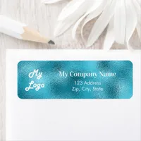 Aqua sea blue business logo return address label