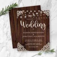 Budget Rustic Wood Lace String Lights Wedding