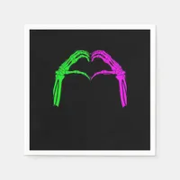 Skeleton Hands Heart Sign Retro Halloween Vintage  Napkins