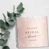 Guest book bridal shower rose gold silver glitter