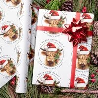Highland Cow Festive Farm Animal Merry Christmas Wrapping Paper