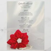 Red Poinsettia White Pearls Winter Wedding Menu