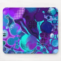 Purple and Teal Abstract Digital Pour Painting   Mouse Pad