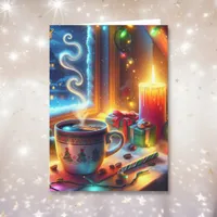 Hot Chocolate in a Christmas Window Personalized  Card