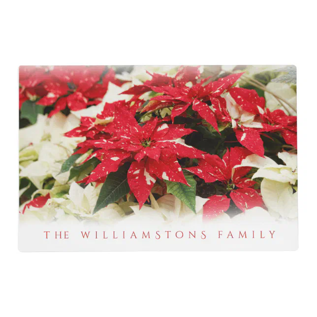 Festive Red White Floral Christmas Poinsettias Placemat