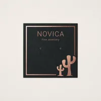 Chic Rose Gold Cactus Earring Display Card