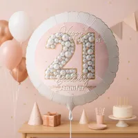 Chic Blush Pink and Pearl Gold 21st Birthday  Balloon