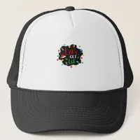Let's Get Lit Funny Christmas Drinking Lights Sant Trucker Hat
