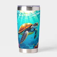 Sea Turtle Vibrant Ocean Illustration Insulated Tumbler