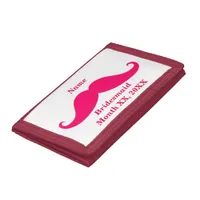 Bridesmaid Pink Mustache TriFold Nylon Wallet