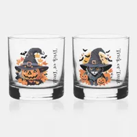 Scary and Cute Trick or Treat Halloween  Whiskey Glass