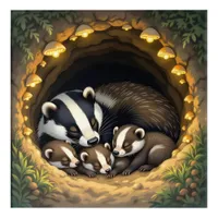 Cute  Badger Family Napping Acrylic Print