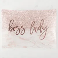 Boss Lady Rose Gold Marble Blush Pink Glitter Trinket Tray