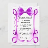 Purple Bow and Ribbon Border Bridal Shower Invite