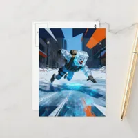 Funny clown icecube falling on ice  postcard
