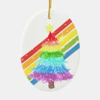 Rainbow Christmas Tree LGBTQ Ceramic Ornament