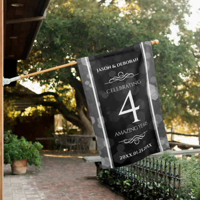 Elegant 4th Linen Wedding Anniversary Celebration House Flag