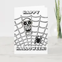 Spider in Web with Skull Card