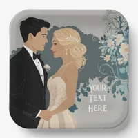 Timeless Romance: Watercolour Bride and Groom Art Paper Plates