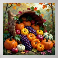 Autumn Harvest and Blessings Cornucopia  Poster