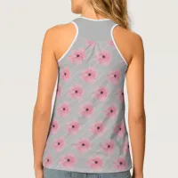 Pink Flowers And Stripes Tank Top