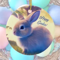 Cute Easter bunny, Happy Easter - personalizable   Ceramic Ornament