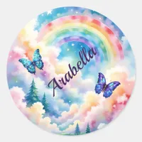 Magical Butterflies and Rainbow Colors Classic Round Sticker
