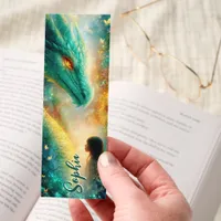 Dragon Girl Glowing Forest Fantasy Personalized Bookmarks