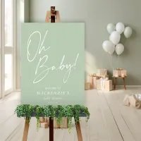 Sage Pastel Green Oh Baby Baby Shower Welcome Foam Board