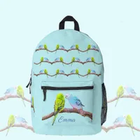 Cute budgie couple - personalizable kids  printed backpack