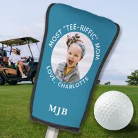 Custom MOM Photo Personalized Monogram Teal Putter Golf Head Cover
