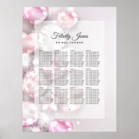 Pink and Rose Gold Balloons Seating Plan Poster