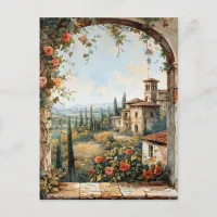 Antique Tuscany Romantic Oil Painting Travel Art Postcard