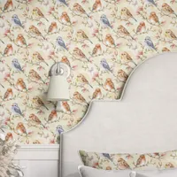 Watercolor Birds and Branches Wallpaper