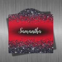 Monogrammed Name Black Glitter on Red | Door Sign