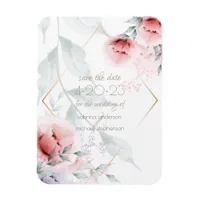 Save the Date |  Coral/Lilac Aquarelle Peony Magnet