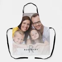 Family Photo Overlay Monogram Initial Name Apron