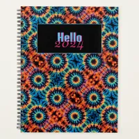 Groovy Black Blue Orange Pink Tie Dye Planner