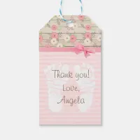 Thank You Pink Floral Baby Shower Gift Tag