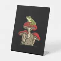 Frog  Mushroom Cottagecore Classic Pedestal Sign