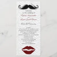 kiss and mustache zebra stripes wedding program