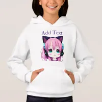 Personalized Kawaii Girl with Headphones on Hoodie