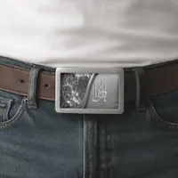Silver Brushed metal and Metallic Stone monogram Belt Buckle