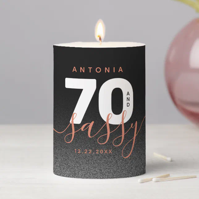 Modern Girly Copper 70 and Sassy Pillar Candle