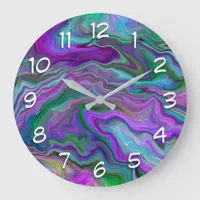 Purple and Blue Fluid Art  Round Pillow Large Clock